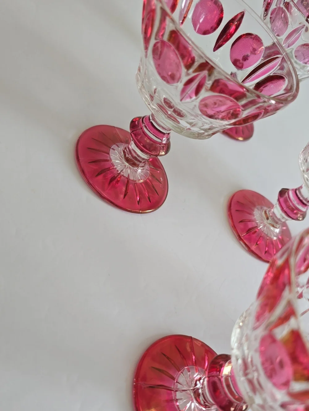 Vintage Indiana Glass Colony Set Of 6 Classique Ruby Flashed Wine Glasses 4 1/4